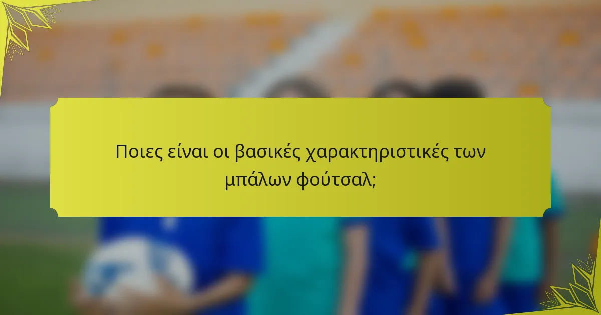 Ποιες είναι οι βασικές χαρακτηριστικές των μπάλων φούτσαλ;