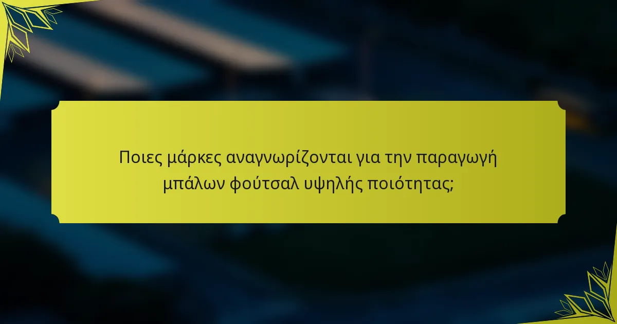 Ποιες μάρκες αναγνωρίζονται για την παραγωγή μπάλων φούτσαλ υψηλής ποιότητας;