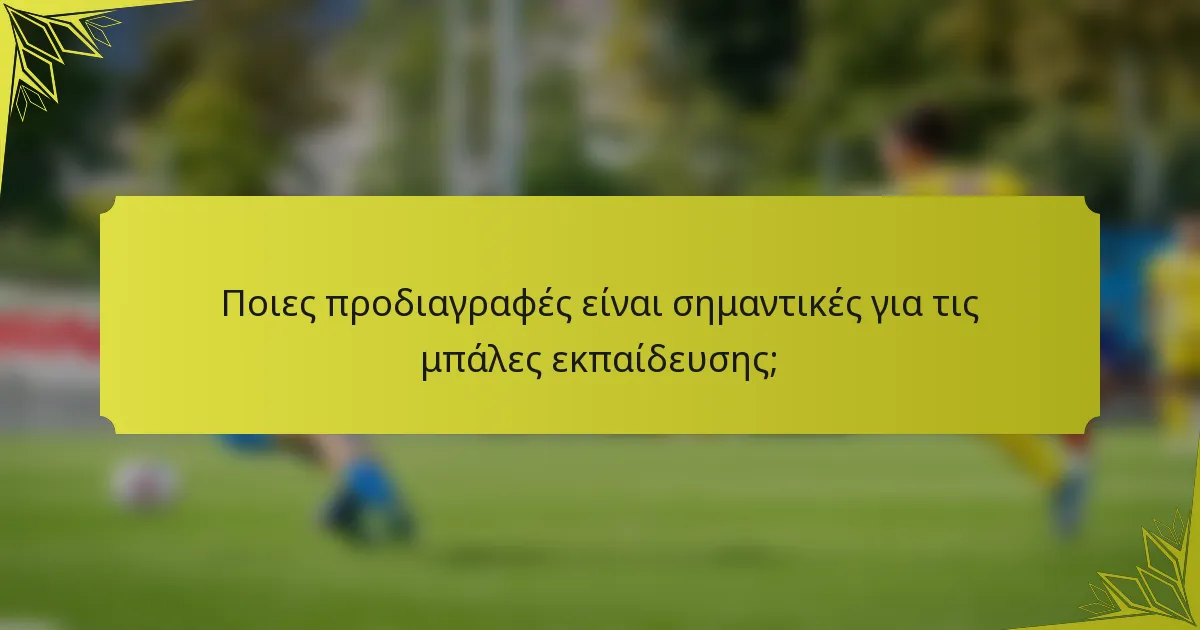Ποιες προδιαγραφές είναι σημαντικές για τις μπάλες εκπαίδευσης;