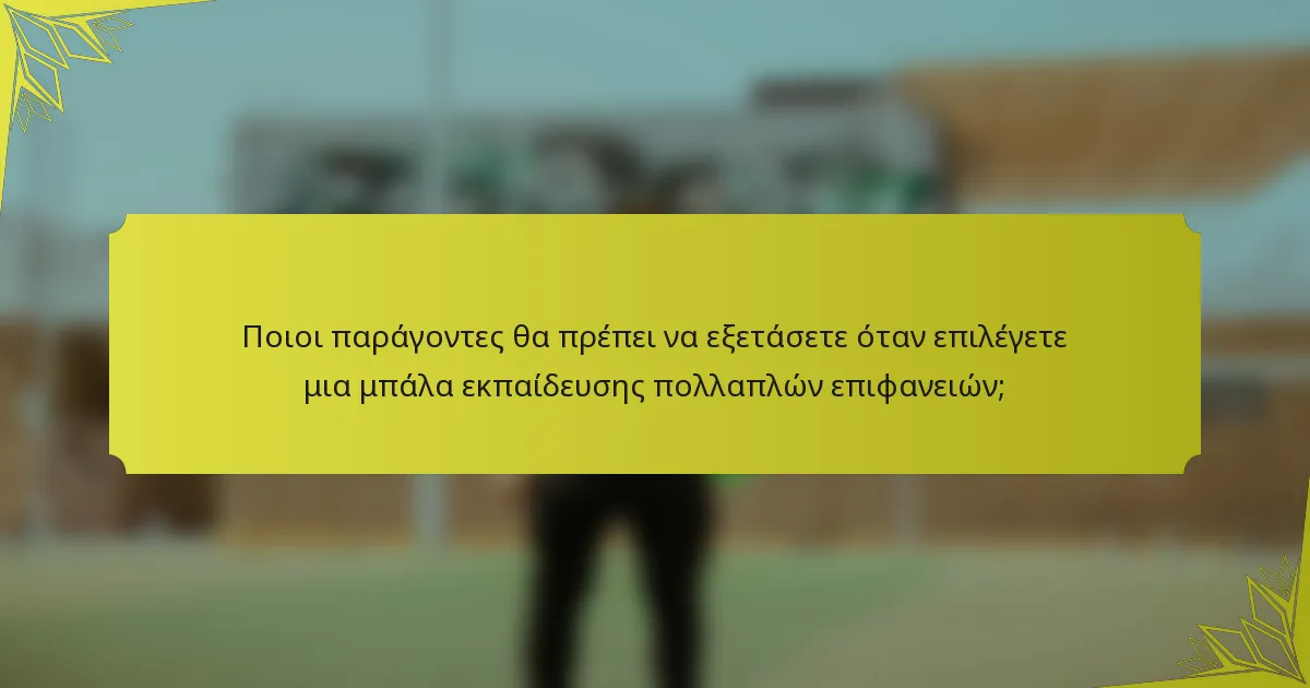 Ποιοι παράγοντες θα πρέπει να εξετάσετε όταν επιλέγετε μια μπάλα εκπαίδευσης πολλαπλών επιφανειών;