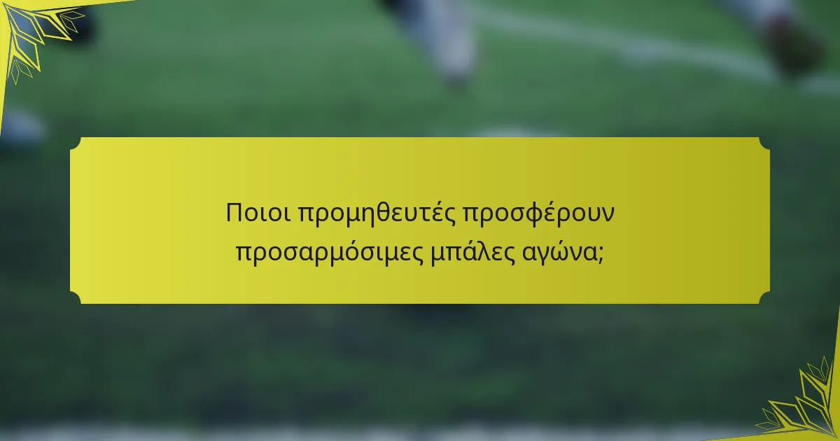Ποιοι προμηθευτές προσφέρουν προσαρμόσιμες μπάλες αγώνα;