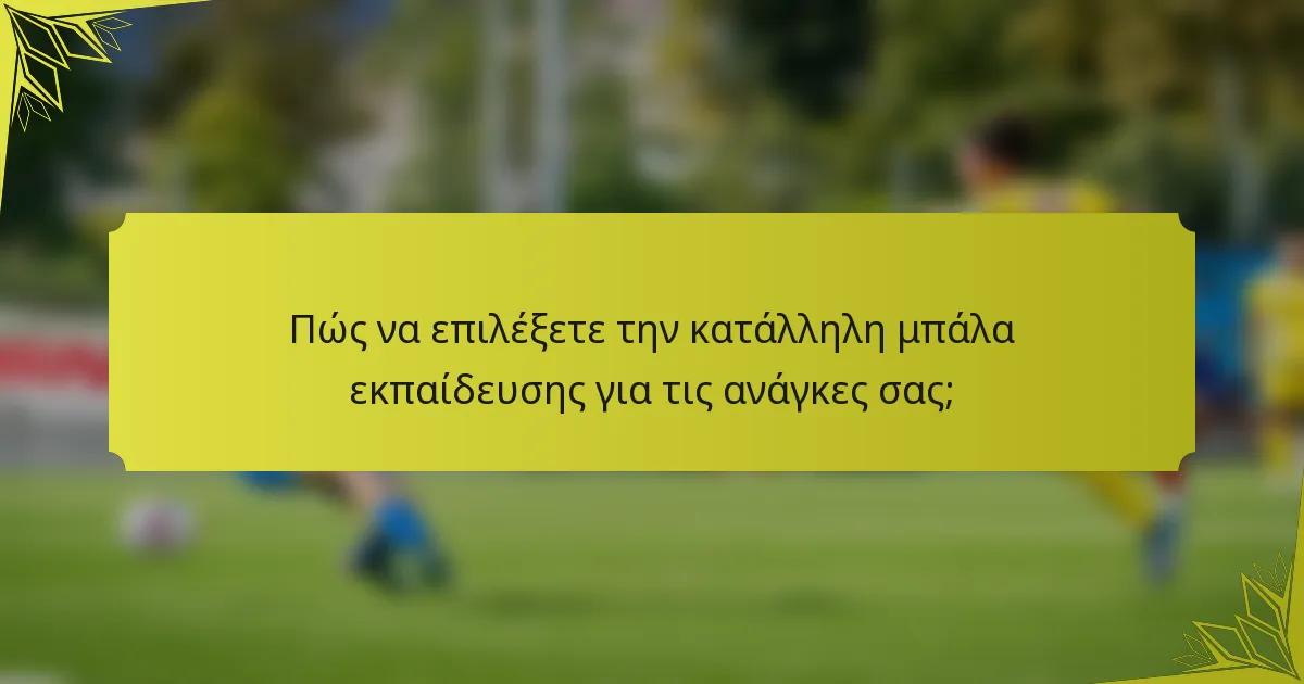 Πώς να επιλέξετε την κατάλληλη μπάλα εκπαίδευσης για τις ανάγκες σας;